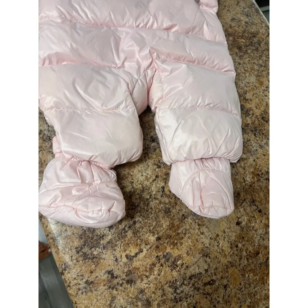 Ralph Lauren Baby Girls Pink Puffer Snowsuit 3M Hooded Footed Bunting